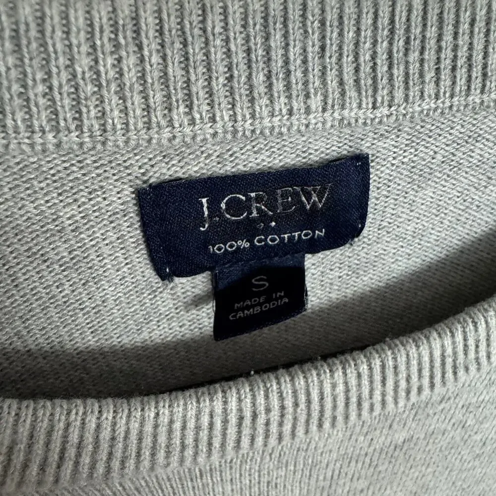 J.Crew Cotton Crewneck Sweater-Tee S Heather Quarry Pullover Long Sleeve Stretch